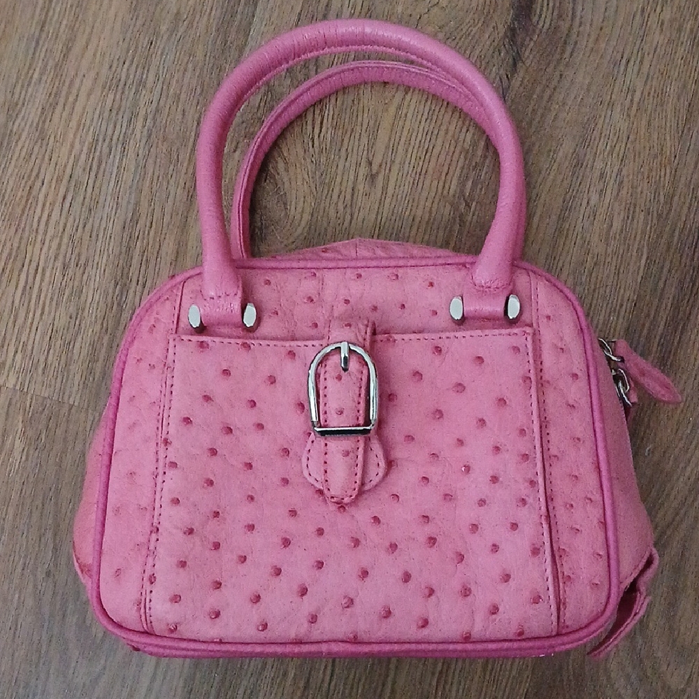 Pink Faux Ostrich Leather Handbag NWOT - Picture 2 of 5